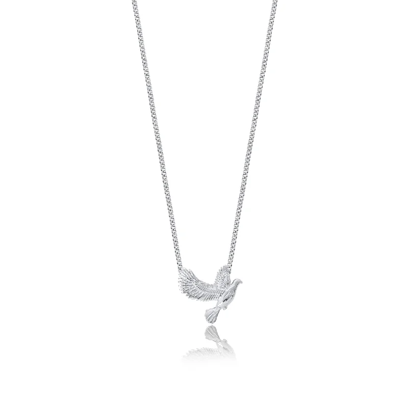 Stunning necklaces and pendants with sapphire gemstones for a luxurious blue hue-Dove Pendant Necklace - Silver