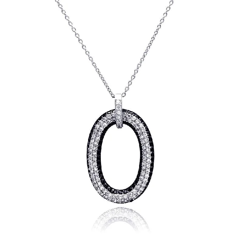 Best necklaces and pendants with vintage coin pendants for a unique accessory-Clearance-Silver 925 Rhodium and Black Rhodium Plated Clear CZ Number 0 Pendant Necklace - STP00816