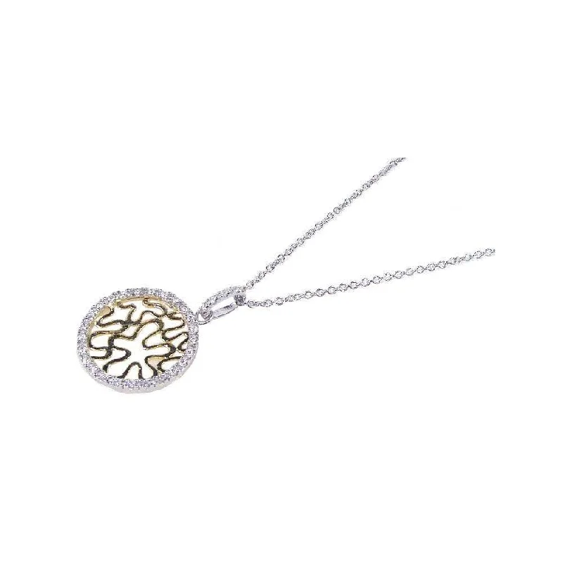 Necklaces and pendants with personalized charms for a custom piece of jewelry-Clearance-Silver 925 Gold and Rhodium Plated Circle Pendant Necklace - STP00637