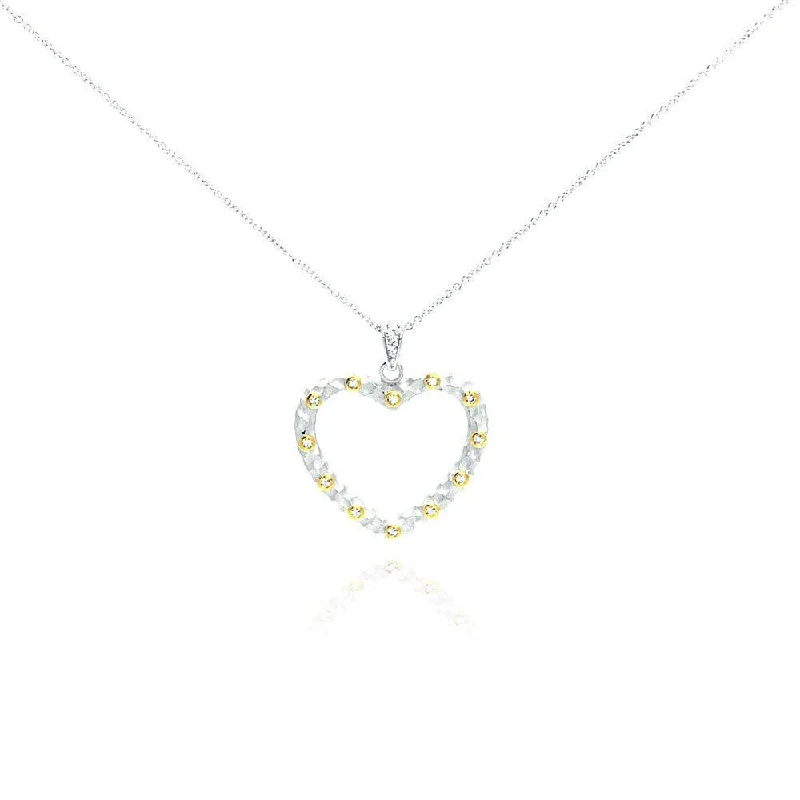 Best necklaces and pendants with intricate beadwork for a bohemian-inspired look-Clearance-Silver 925 Yellow CZ Rhodium Plated Heart Pendant Necklace - STP00243