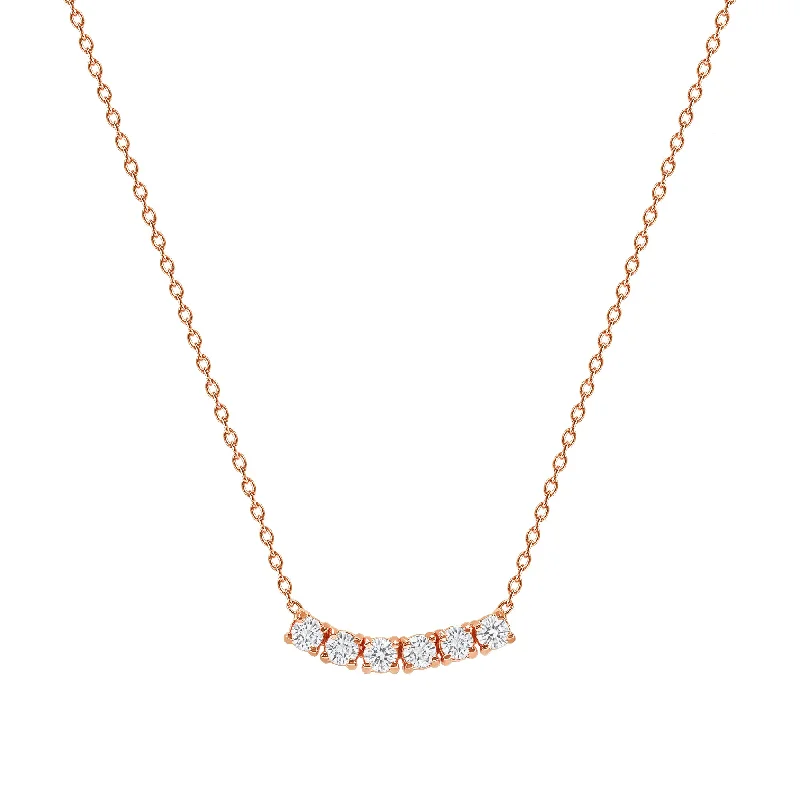 Best necklaces and pendants with matching rings for a coordinated jewelry set-Petite Diamond Six Stone Curved Necklace