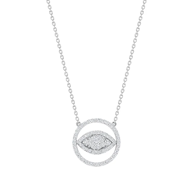 Best necklaces and pendants with statement designs for a fashionable accessory-Evil Eye Diamond Necklace, 14k Gold