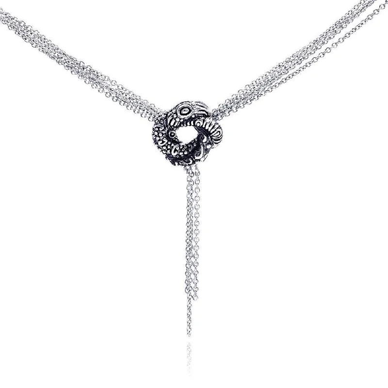 Beautiful necklaces and pendants with diamond-encrusted designs for maximum sparkle-Silver 925 Rhodium Plated Multiple Chain Oxidized Coiled Up Snake Necklace - STP00559MUL