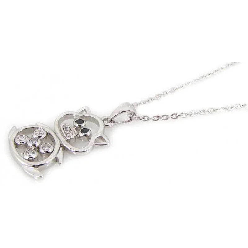 Stunning necklaces and pendants with ruby and diamond combinations for a luxurious effect-Clearance-Silver 925 Rhodium Open Bear CZ Necklace - BGP00195