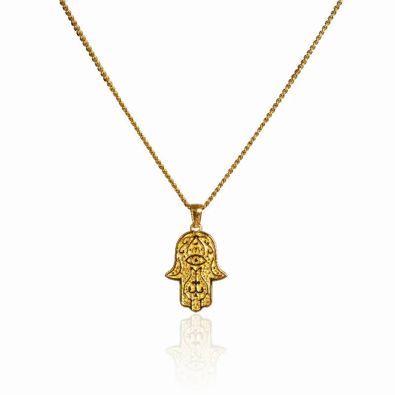 Best necklaces and pendants with intricate beadwork for a bohemian-inspired look-Hamsa Pendant Necklace - 18K Gold Plated