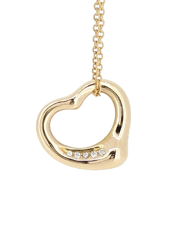 Best necklaces and pendants with zodiac signs for a celestial, astrology-inspired vibe-Tiffany & Co. Elsa Peretti Open Heart Diamond Pendant Necklace 18K Rose Gold