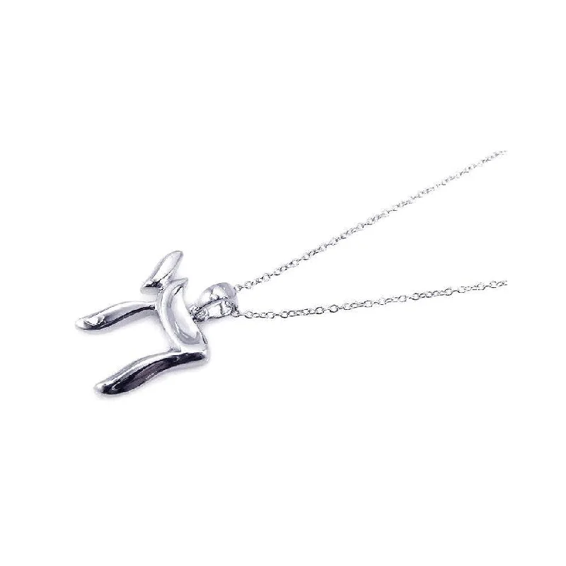 Unique necklaces and pendants with engraved messages for a sentimental gift-Silver 925 Rhodium Plated Chai Pendant Necklace - STP00709