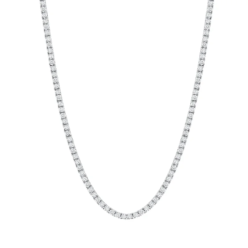 Necklaces and pendants with star-shaped designs for a whimsical, celestial touch-15 Carat Diamond Tennis Necklace - Round Diamonds