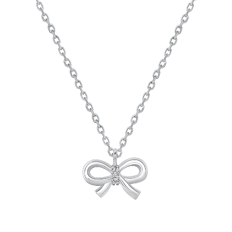 Beautiful necklaces and pendants with geometric shapes for a modern, artistic design-Round Diamond Ribbon Pendant Necklace