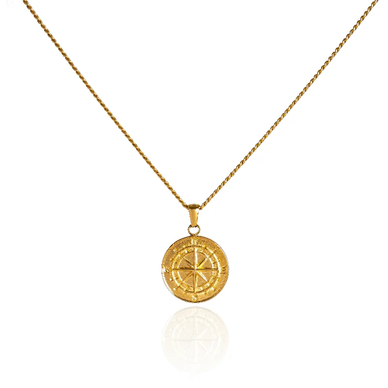 Best necklaces and pendants with zodiac signs for a celestial, astrology-inspired vibe-Compass Pendant Necklace - 18K Gold Plated