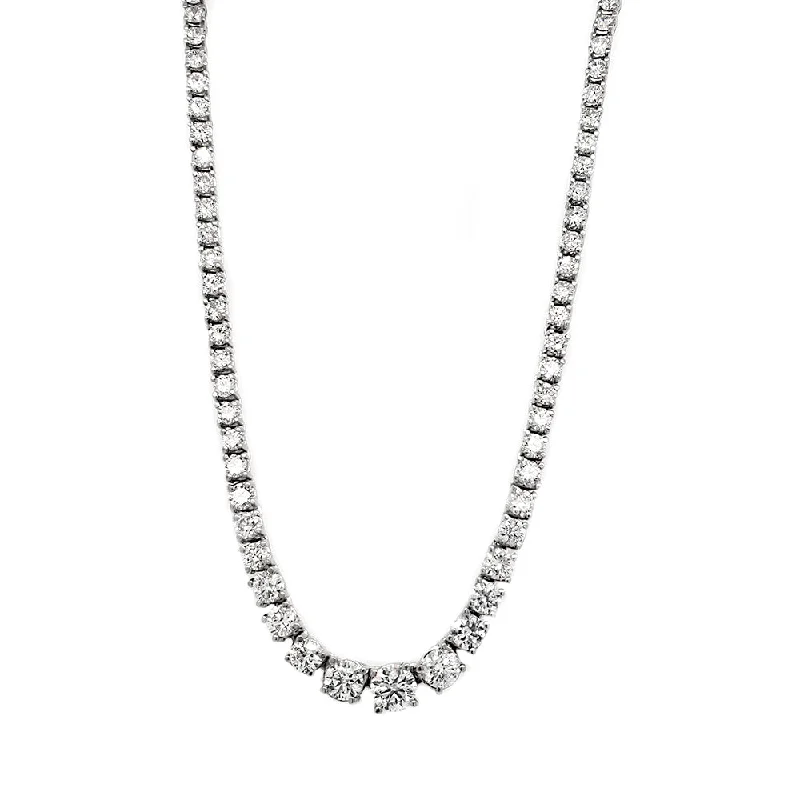 Necklaces and pendants with celestial starburst designs for a radiant look-14k White Gold 11.08ct Tennis Diamond 17" Necklace.