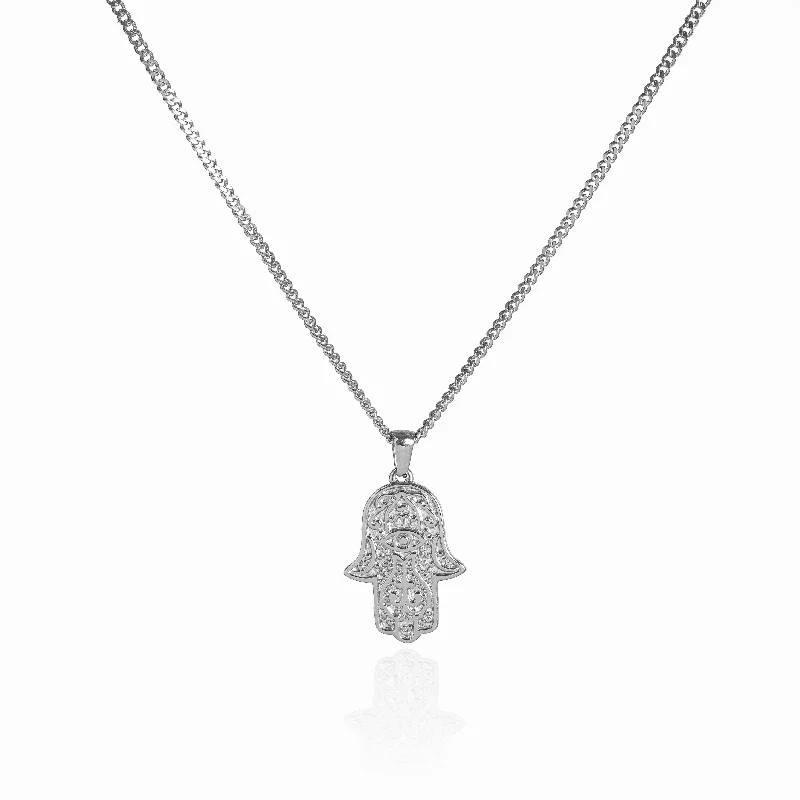 Best necklaces and pendants with turquoise stones for a vibrant boho-chic look-Hamsa Pendant Necklace - Silver