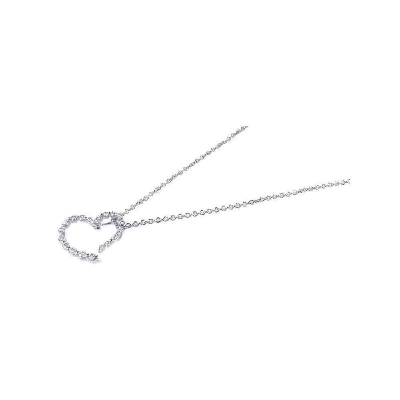 Best necklaces and pendants with cubic zirconia for a budget-friendly dazzling effect-Silver 925 Rhodium Plated Clear CZ Heart Pendant Necklace - STP00665