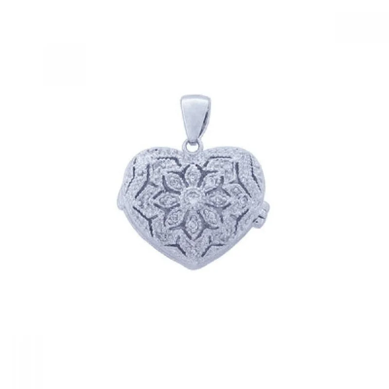 Unique necklaces and pendants with custom birthstone arrangements for personalization-Silver 925 Rhodium Plated Clear CZ Heart Pendant Necklace - STP00849