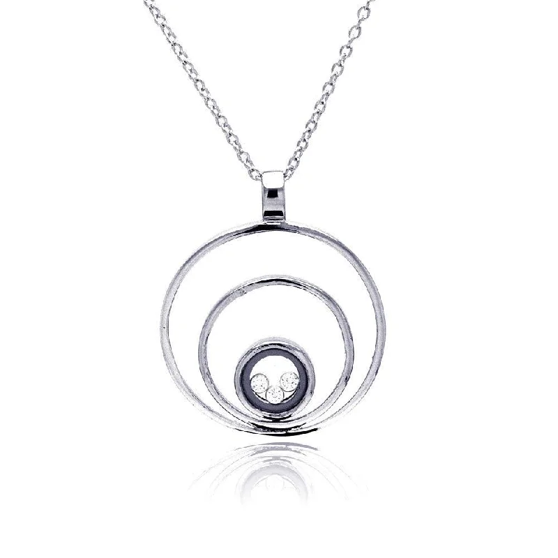 Best necklaces and pendants with rose gold for a warm and romantic appeal-Clearance-Silver 925 Rhodium Plated 3 Circles Pendant Necklace - STP00071