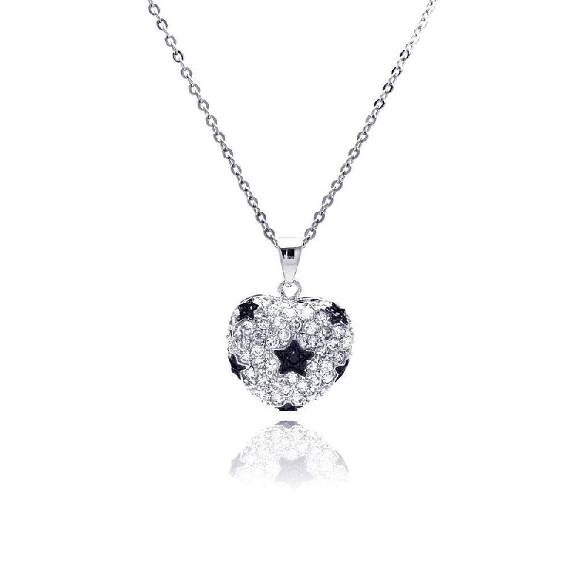 Unique necklaces and pendants with vintage-inspired designs for timeless appeal-Silver 925 Clear CZ Star Rhodium Plated Heart Pendant Necklace - BGP00021