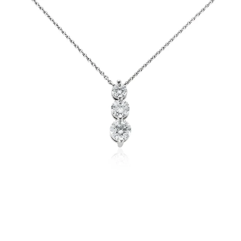 Beautiful necklaces and pendants with gemstone teardrops for an elegant effect-Graduated Diamond Pendant, Round Diamond Necklace, 1 Carat 3 Stone Necklace