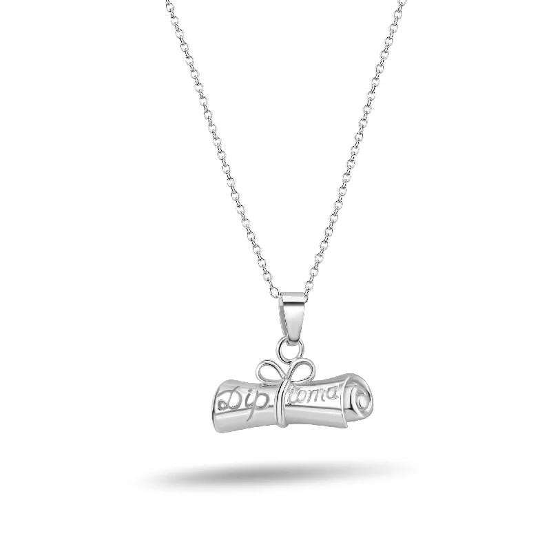 Best necklaces and pendants with statement designs for a fashionable accessory-Silver 925 Rhodium Plated Graduation Pendant Necklace - STP00288