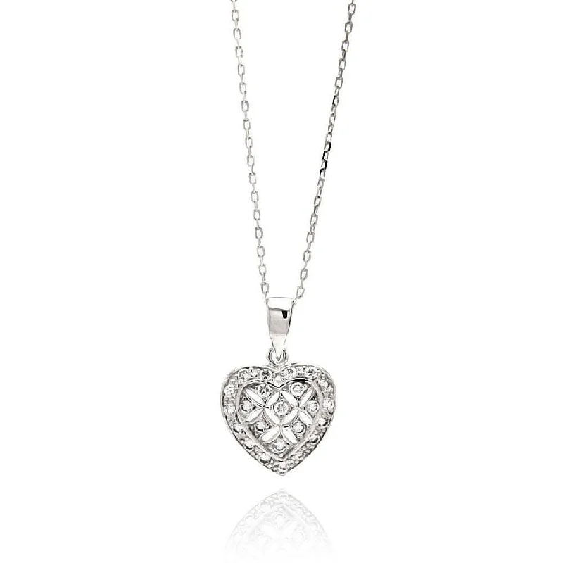 Best necklaces and pendants with infinity hearts for a romantic, eternal symbol-Silver 925 Rhodium Plated Open Heart CZ Necklace - BGP00553