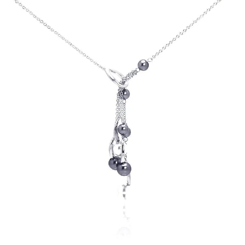 Layered necklaces and pendants for a trendy and fashionable stacked look-Silver 925 Rhodium Plated Multi Pearl Drop Pendant Necklace - BGN00051