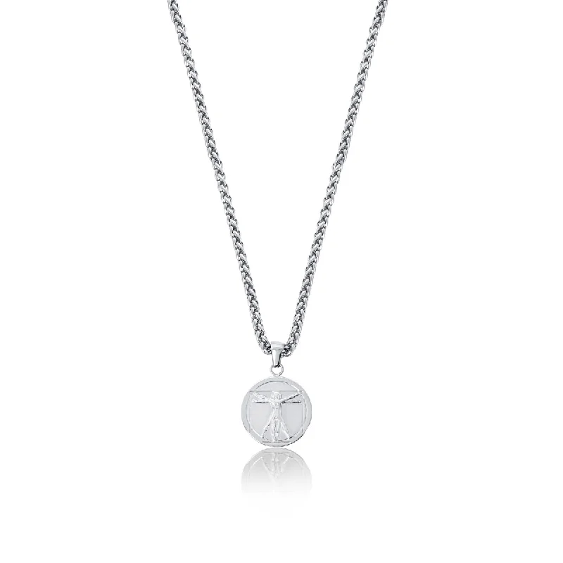 Best necklaces and pendants with intertwined designs for a symbol of unity-Vitruvian Pendant Necklace - Silver