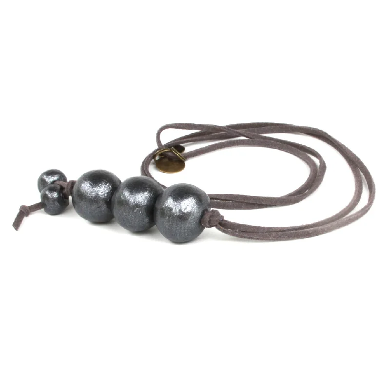 Trendy necklaces and pendants with statement pieces for a bold fashion statement-Charcoal Boho Beaded Necklace