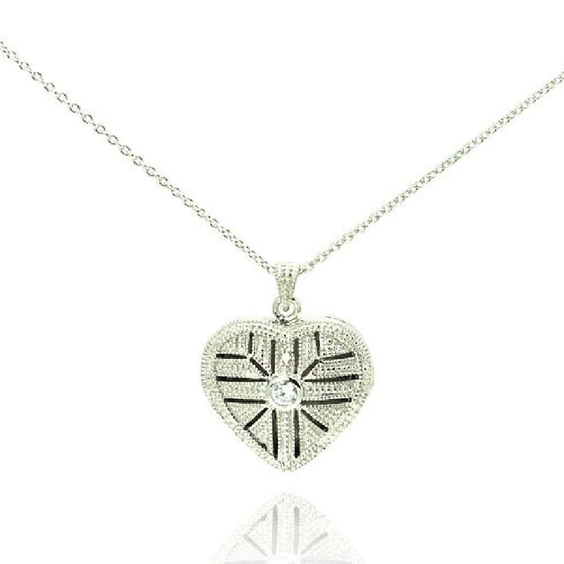 Best necklaces and pendants with minimalist pendants for a sleek, understated look-Silver 925 Rhodium Plated Heart Locket Necklace - STP00274