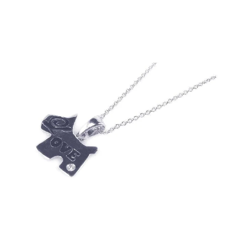 Necklaces and pendants with abstract shapes for a modern, creative appearance-Clearance-Silver 925 Rhodium Plated Love Dog Pendant Necklace - STP00770