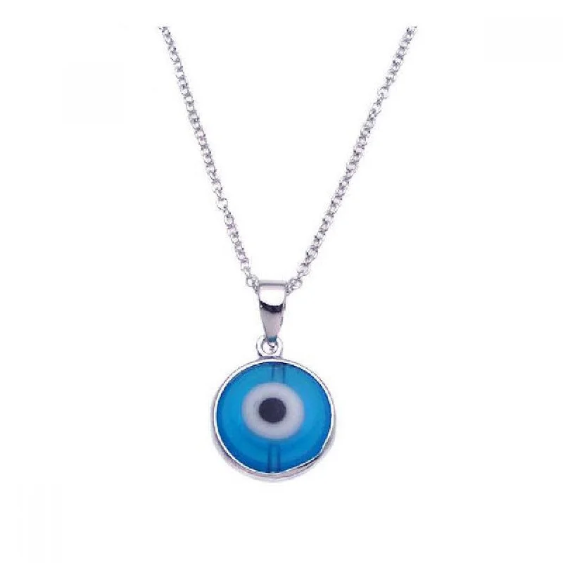 Best necklaces and pendants with matching earrings for a coordinated, elegant look-Silver 925 Rhodium Plated Blue Evil Eye Necklace - BGP00240