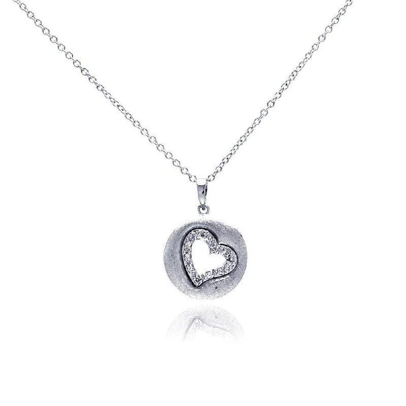 Best necklaces and pendants with butterfly wings for a delicate, graceful style-Silver 925 Rhodium Plated Open Heart Imprint CZ Necklace - BGP00304