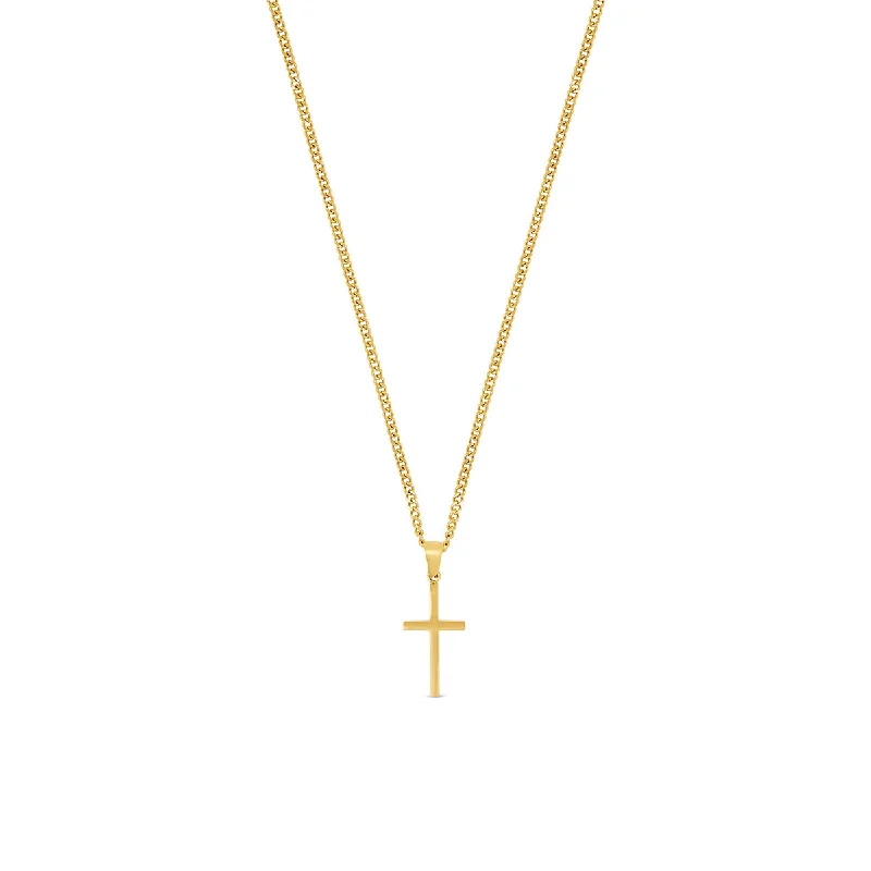 Best necklaces and pendants for everyday wear with minimalist designs-Flat Cross Pendant Necklace - Gold