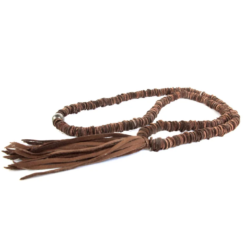 Necklaces and pendants with diamond pendants for a luxurious sparkling effect-Chocolate Leather Tassel Necklace