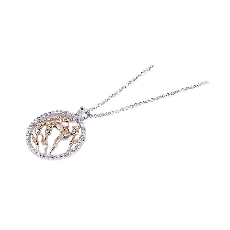 Necklaces and pendants with lock and key designs for a symbolic gesture-Silver 925 Yellow Clear CZ Rhodium Plated Flower Pendant Necklace - BGP00079