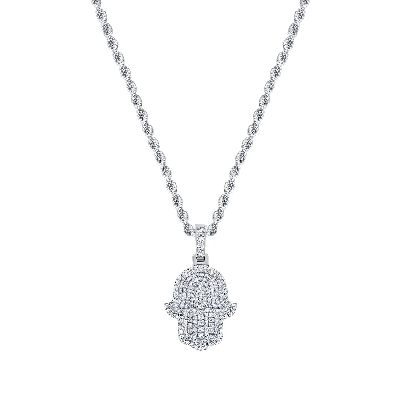 Stunning necklaces and pendants with jade gemstones for a calming green hue-Hamsa Diamond Necklace