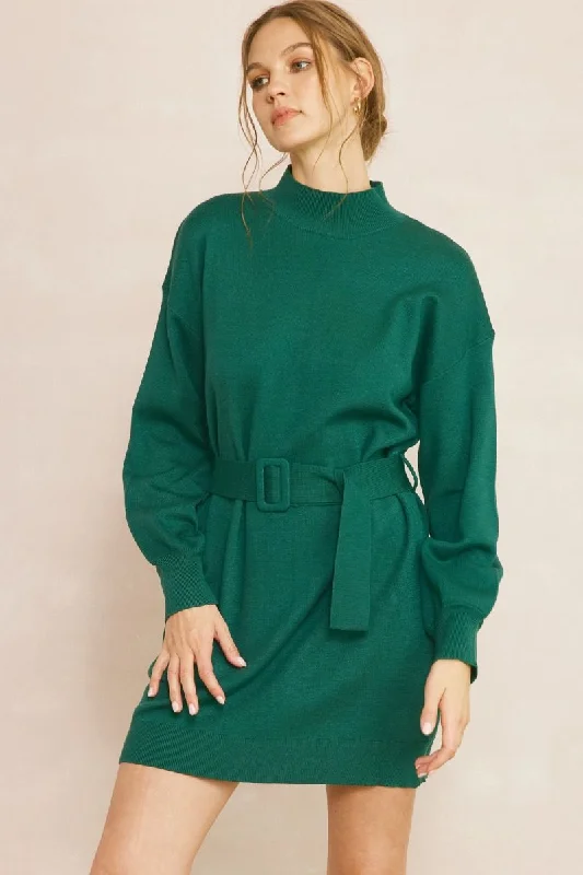 Short-sleeved Dresses for Summer -Cozy Dreams Green Knit Dress