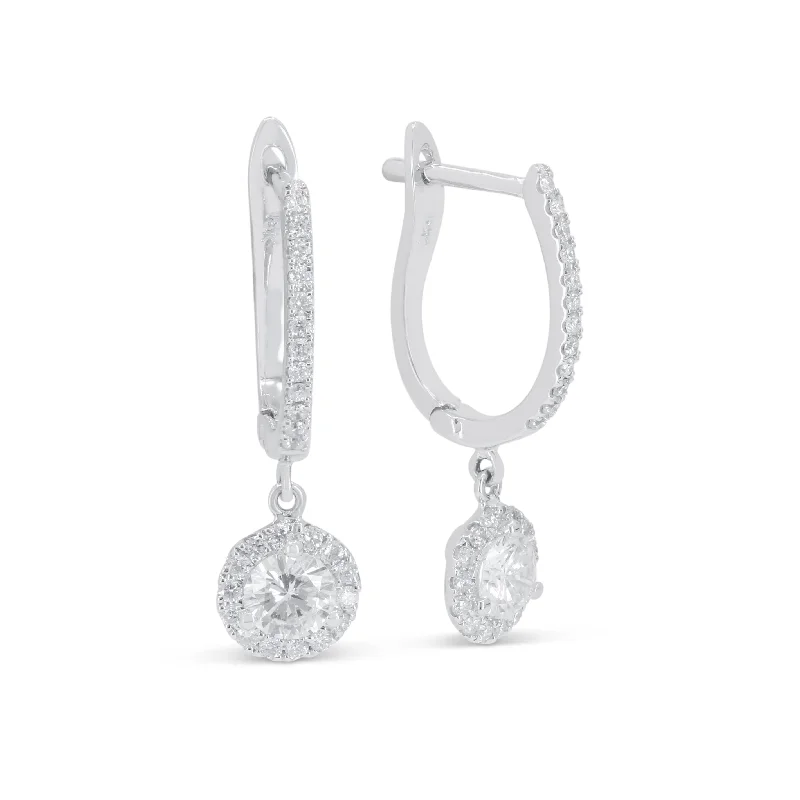 Drop Earrings for Engagement Party -18" 0.28Ct White Diamond Drop/dangle Earrings In 18K White Gold