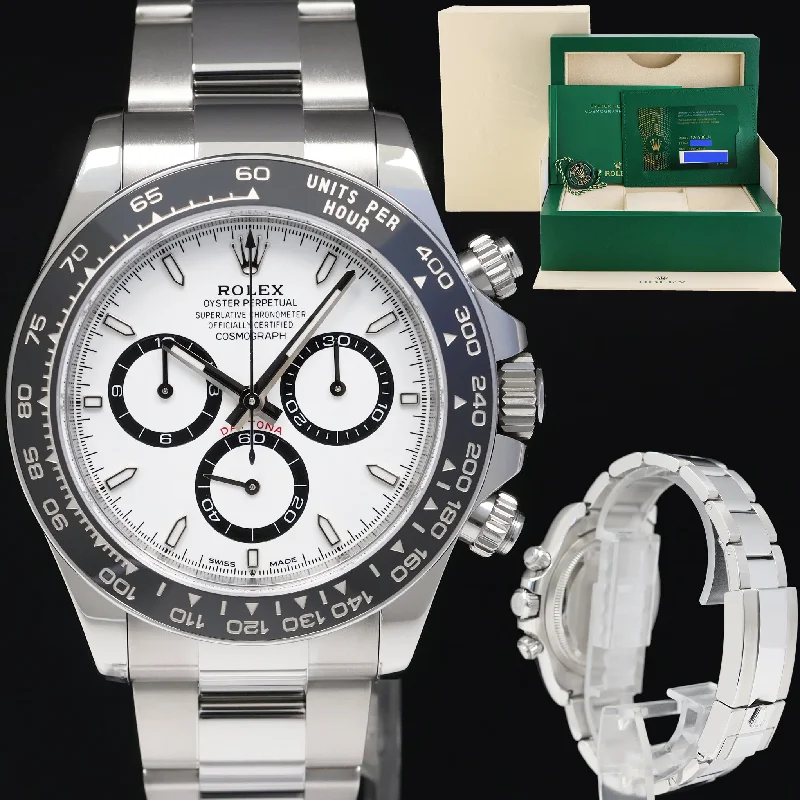 Outdoor adventure watches for men with compass and altimeter features -2024 NEW PAPERS Rolex Daytona 126500LN White Panda Ceramic Steel Watch Box