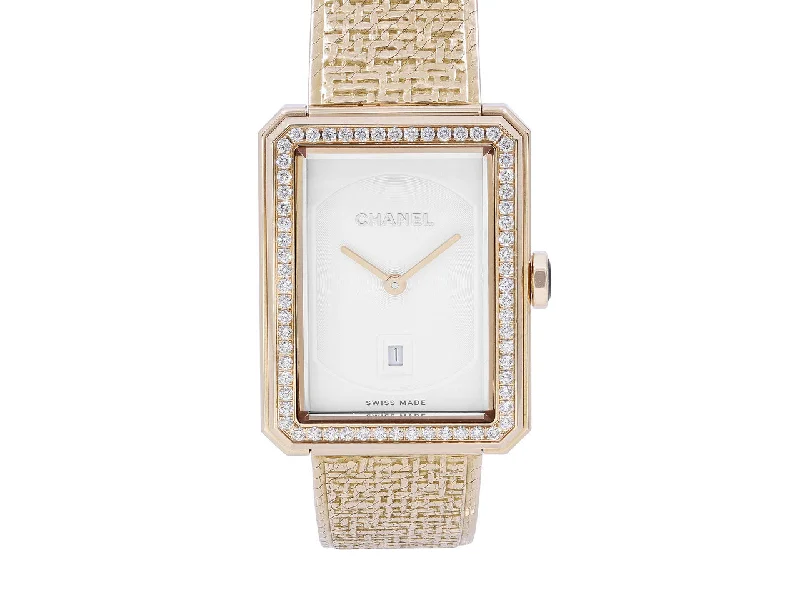 Black dial watches for men with minimalist style and modern appeal -Chanel 'BOY·FRIEND Tweed' Diamond Watch in 18K Gold