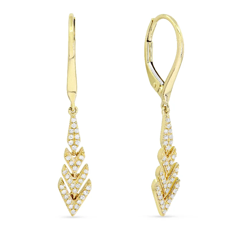 Tarnish Resistant Drop Earrings for Longevity -0.20Ct White Diamond Drop/dangle Earrings In 14K Yellow Gold