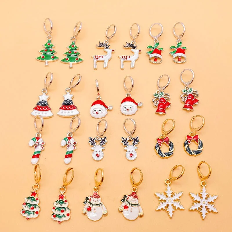 Drop Earrings with Textured Surface -Wholesale Christmas Snowman Pendant Alloy Earrings