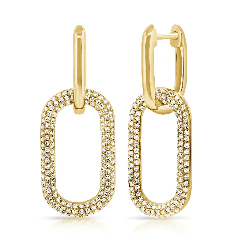 Drop Earrings with Crown Designs -Joelle Collection Diamond Pave Paperclip Link Chain Drop Earrings 3/4 ct. t.w. 14K Gold