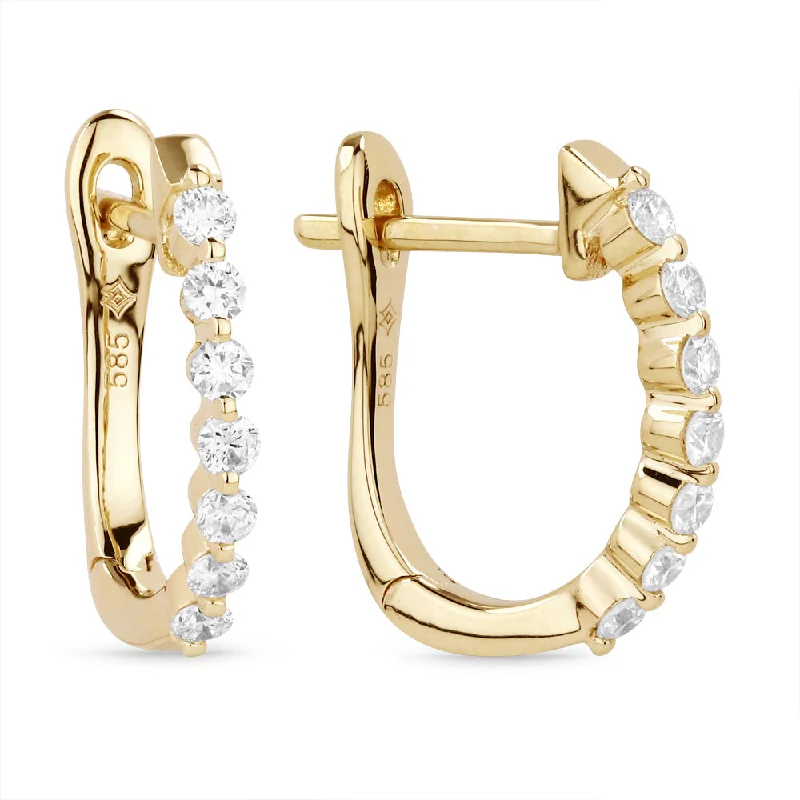 Drop Earrings for Beach Outfit -18" 0.31Ct White Diamond Hoops Earrings In 14K Yellow Gold