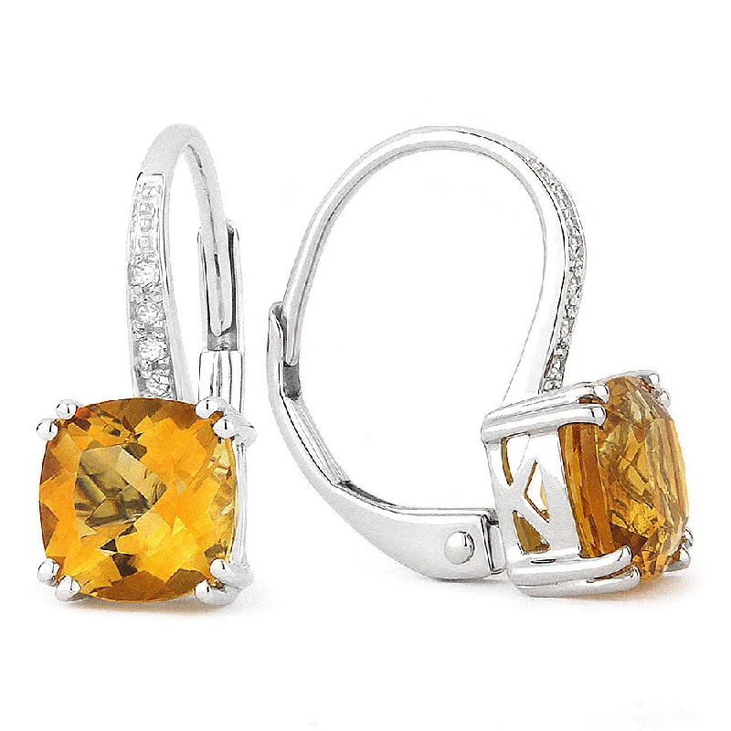 Short Drop Earrings for Subtle -18" 1.77Ct Citrine Drop/dangle Earrings In 14K White Gold