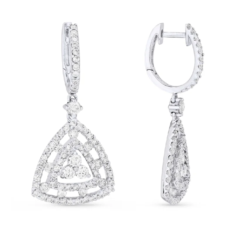 Pearl Drop Earrings for Elegance -18" 1.81Ct White Diamond Drop/dangle Earrings In 18K White Gold