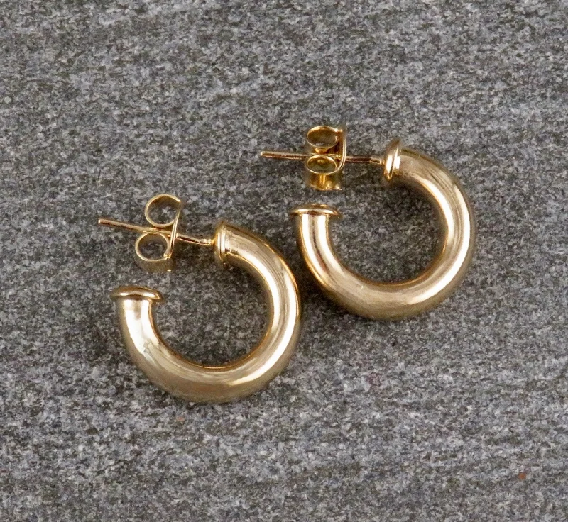 African Drop Earrings with Culture -Gold Filled Post Hoop Earrings - Small