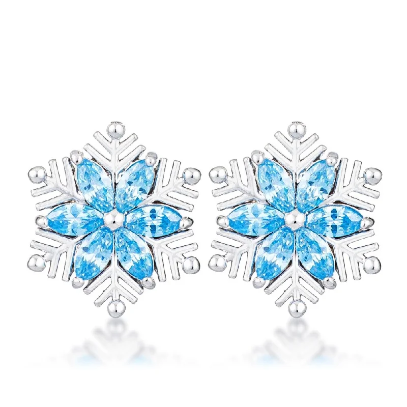 Minimalist Drop Earrings with Simplicity -Gorgeous .6 Ct Rhodium Plated Marquise Snowflake Earrings Ideal For Formal Events - 13mm x 11mm