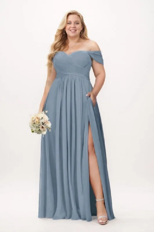 Leather Dresses for Luxury -A-Line Maxi Chiffon Bridesmaid Dress CB0776