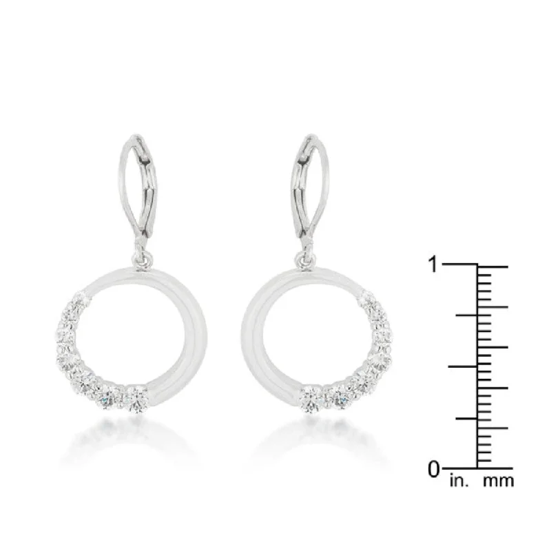 Floral Drop Earrings with Petals -Graduated Cubic Zirconia Circle Earrings - 33 Mm L X 18 Mm W X 2.4 Mm H