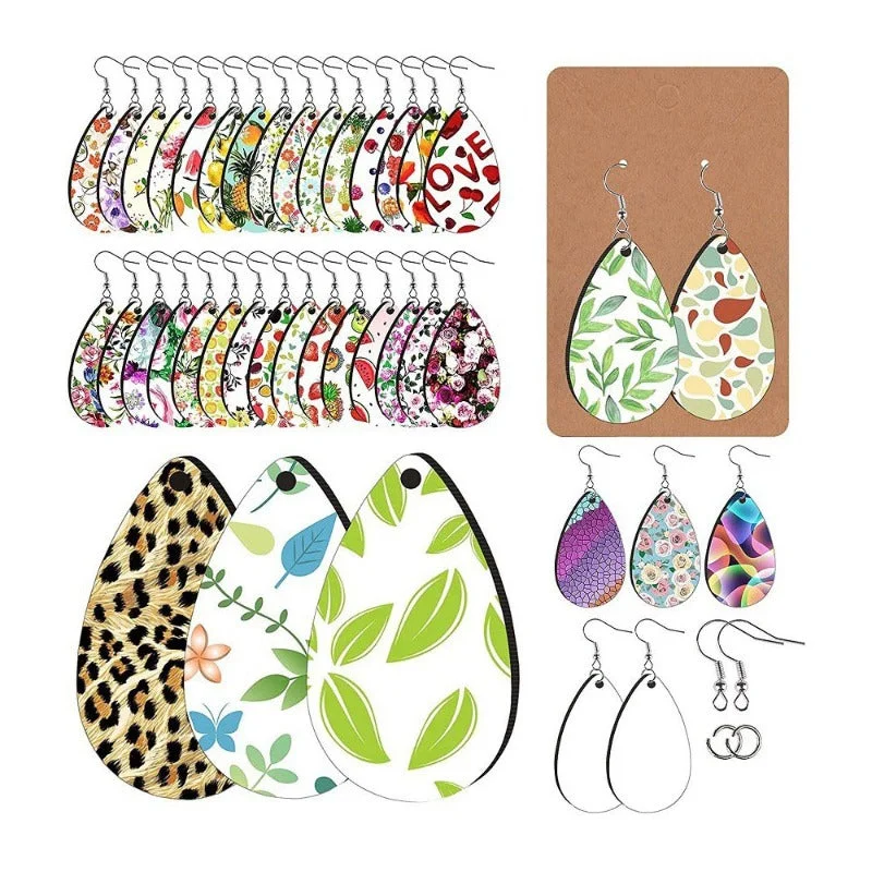 African Drop Earrings with Culture -Wholesale 250pcs Creative DIY Blank Sublimation Drop Earrings Pendant with Ear Hook Kraft Paper Card Storage