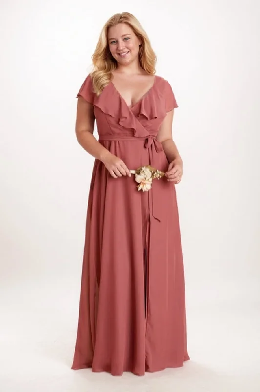 Vintage Dresses for Nostalgia -A-Line Maxi Chiffon Bridesmaid Dress CB0746